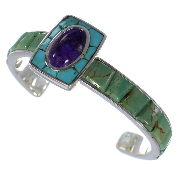 Sterling Silver Southwest Multicolor Turquoise Cuff Bracelet CX49637